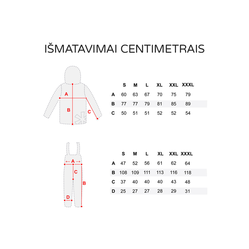 Norfin Boat kostiumas. Ismatavimai centimetrais Norfin Boat kostiumas. Ismatavimai centimetrais